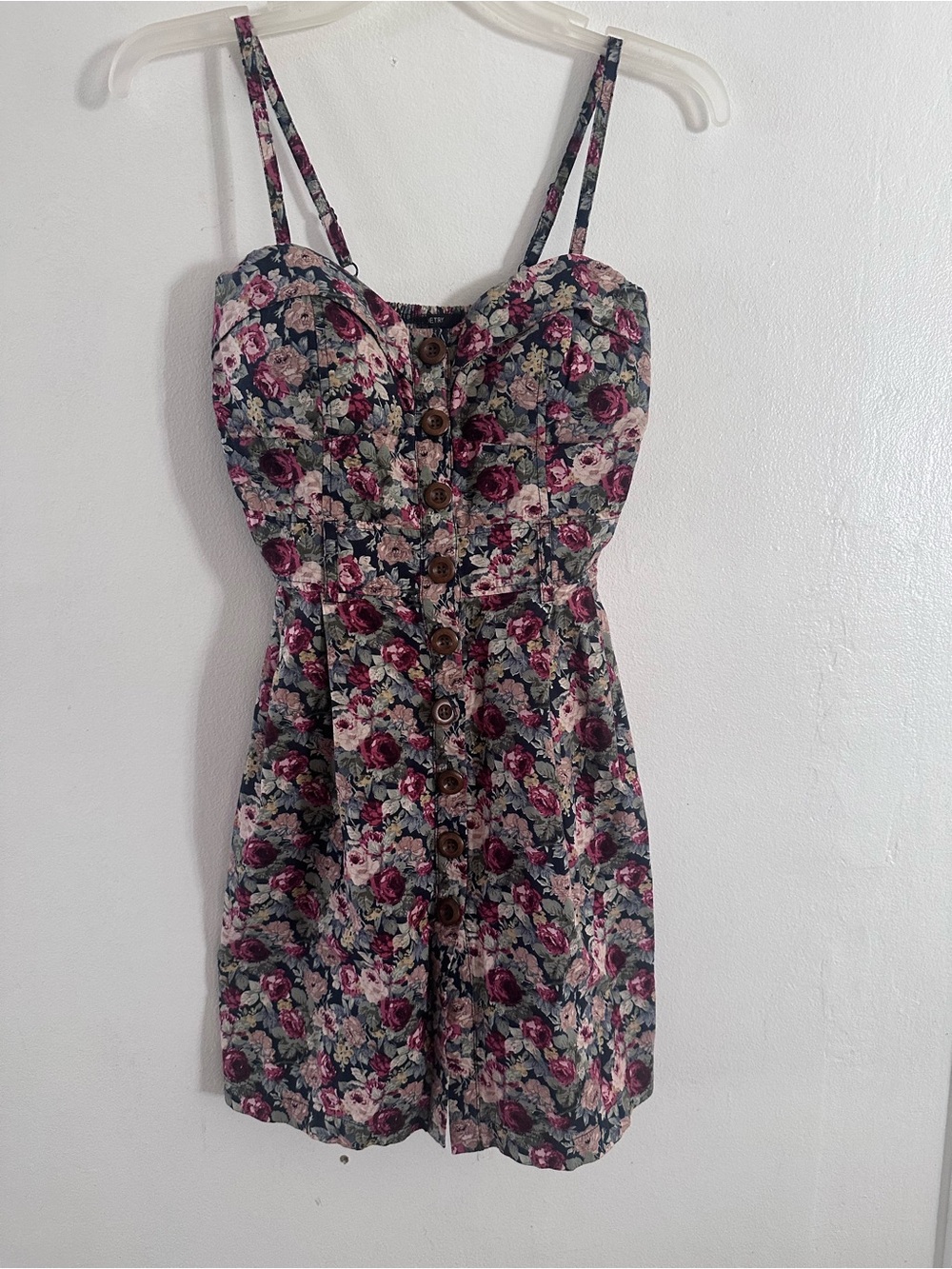 Vintage Y2K Floral Button-Front Corset Mini Dress / Romper Size S 100% Cotton